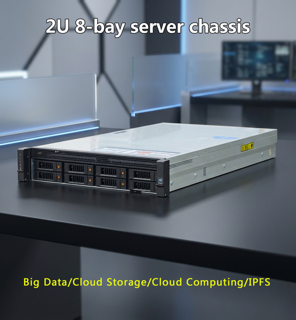 2U 8-bay Rack-mounted Server Chassis with SAS/NVMe Direct-attach Backplane and Support for Redundant Power Supplies