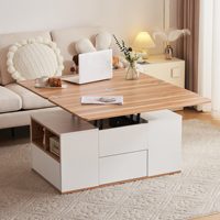 Table à café et à manger en bois réglable en hauteur, portable et personnalisable, avec rangement intégré, mobilier moderne pour salon, appartement et hôtel