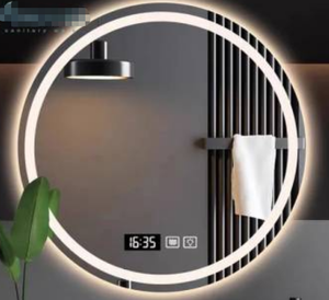 Gương Trang Điểm <span class=keywords><strong>LED</strong></span> Tròn Bằng Bạc Thông Minh Phong Cách Đơn Giản Hiện Đại - Product Image 1