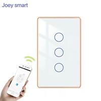 Interrupteur WiFi intelligent Gourou, exporté exclusivement, norme américaine 120V, cadre en alliage d'aluminium, verre trempé, compatible Alexa et Google Home, télécommande