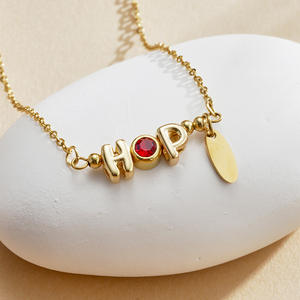 Collar con Nombre Personalizado para el Día <span class=keywords><strong>de</strong></span> San Valentín, Iniciales, Chapado en Oro <span class=keywords><strong>de</strong></span> 18k, Colgante con Piedra <span class=keywords><strong>de</strong></span> Nacimiento, Joyería <span class=keywords><strong>de</strong></span> Acero Inoxidable para Enamorados - Product Image 2
