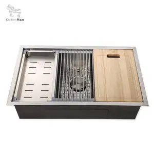 Modern Commercial Kichen Copper Luxury Handmade 304 Stainless Steel Kitchen Sink Workstation Farmhouse Supplier Prices