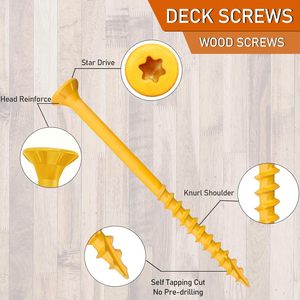 # 8 # 9 # <span class=keywords><strong>Vis</strong></span> à bois à double fraisage Torx T25, revêtement céramique jaune, type 17 points, pour clôture en bois traité ACQ, lot de 10 - Product Image 2
