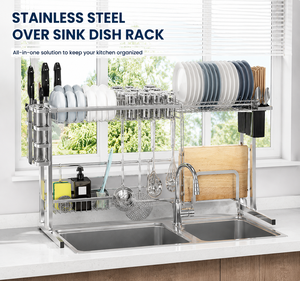 Nuevo Diseño Popular de Acero Inoxidable con Revestimiento Negro, Juego de Organizador de Cocina, Escurridor Doble Ajustable para Platos, Cuchillos y Tazones - Product Image 2