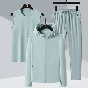 ชุดเล่นกีฬาของผู้ชายแห้งเร็วเสื้อแขนยาวใส่สบายระบายอากาศได้ดีชุดเล่นกีฬากลางแจ้งแฟชั่นกันแดด - Product Image 3