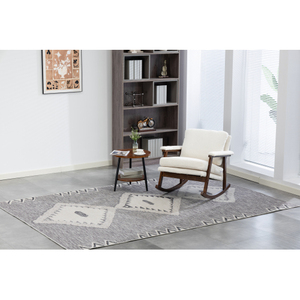 Fauteuil à bascule moderne en velours avec rembourrage doux et écologique, structure en bois, design capitonné pour la maison, le bureau et l'appartement - Product Image 4