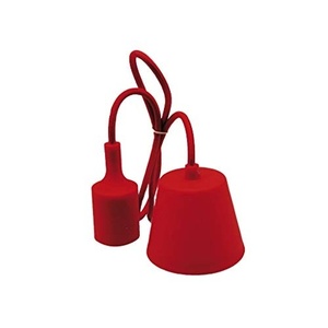 Portalampada E27 con cavo in silicone rosso da 1m e florn, ideale per illuminazione domestica e decorativa. - Product Image 1