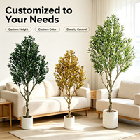 Arbre d'olivier artificiel haut de 210 cm avec pot en fausse mousse, grandes plantes artificielles pour la décoration de la maison, Pianta Verde Fleur