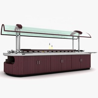Le cadre en acier inoxydable et la décoration en bois du comptoir de buffet commercial sont élégants et généreux