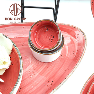 Nuovo Stile di Stoviglie per Ristoranti e Banchetti Nuziali, <span class=keywords><strong>Piatti</strong></span> in <span class=keywords><strong>Ceramica</strong></span> Rosso Pomodoro Infrangibili, Set di <span class=keywords><strong>Piatti</strong></span> in Porcellana - Product Image 6