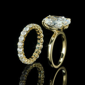 Anillo de Compromiso Clásico para Mujer, Joyería Fina, Oro Amarillo de 9K, Diamante Cultivado en Laboratorio de Corte Ovalado de 6CT, Certificado IGI E VS1 - Product Image 4