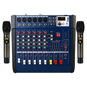 PMX602 Professional 6 channel 250w power audio mixer with microhones 16 DSP MP3 <b>Bluetooth</b> for performance stage live stream - Product Image 3