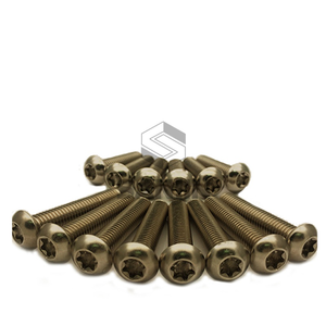 OEM อเมริกันอิมพีเรียล # สกรูหัวหกแฉกเคลือบสังกะสีไทเทเนียมบริสุทธิ์ GR2 ขนาด 8-32*1/4"~3/4" UNC แบบหัวครึ่งปุ่ม Torx Groove - Product Image 1