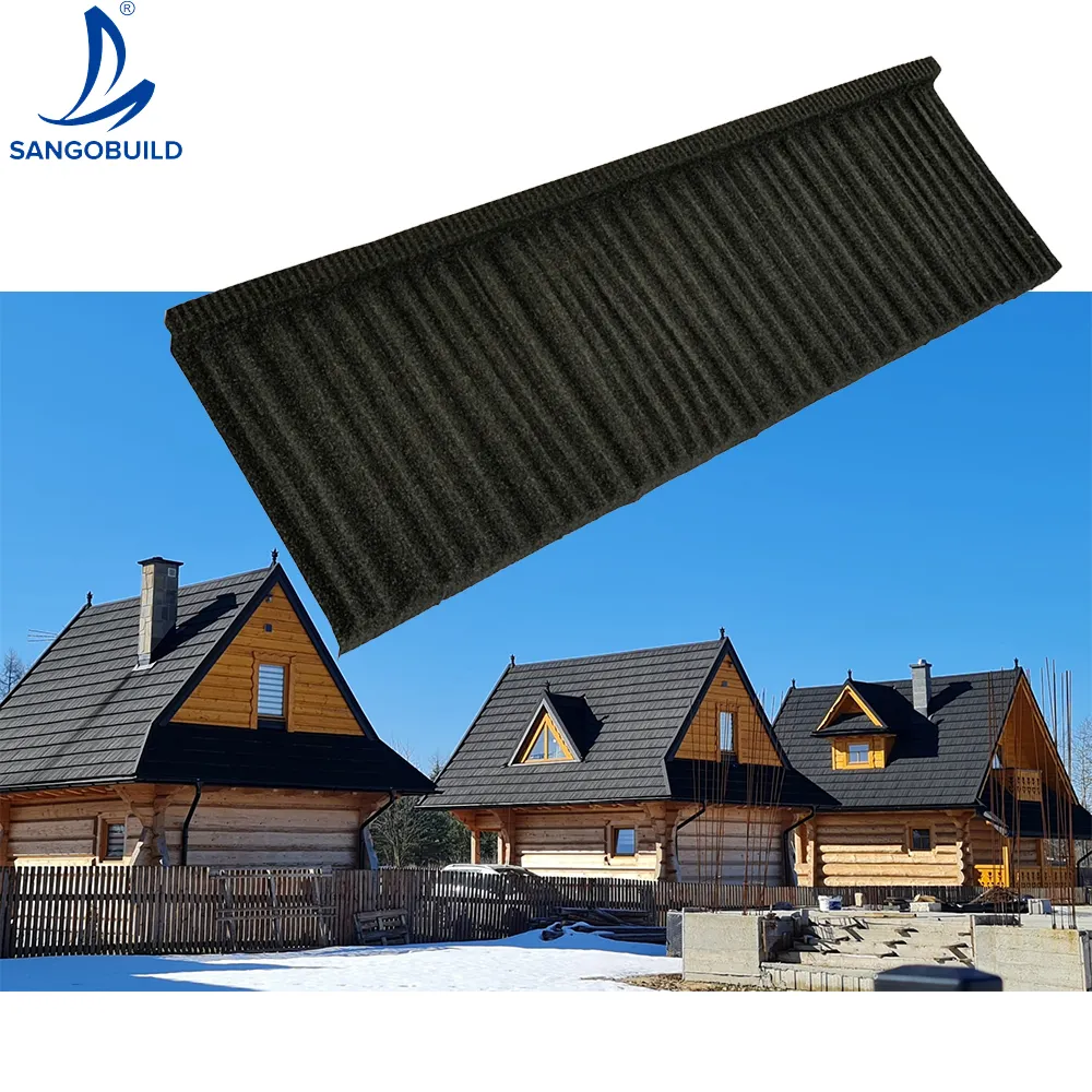 0.4 mm Thickness 1340 x 420 mm Stone Coated Steel Roofing Tile shake tile with good price in Zambia Nigeria south Africa