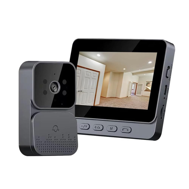 Smart Video Doorbell 4.3 Inch Screen 720P Resolution Two-way Audio Night Vision Battery Powered Security Camera Video/Photo