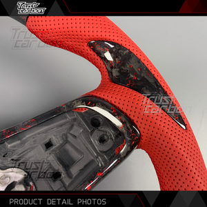 <span class=keywords><strong>Volante</strong></span> Deportivo Personalizado de Fibra de Carbono Forjado Rojo con LED para Volkswagen VW <span class=keywords><strong>Golf</strong></span> MK7 <span class=keywords><strong>GTI</strong></span> R Jetta GLI Tiguan Scirocco R 2015-2019 - Product Image 4
