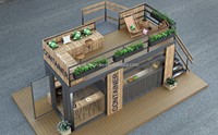 Mini Container Shop Portable Tiny House Liquor Bar Cabane extérieure pour Restaurant 10ft Kiosk Stand Deux étages avec terrasse