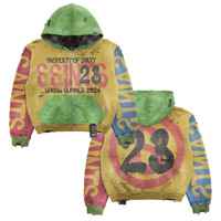 Sweat à capuche personnalisé en coton épais 500 g/m², style vintage délavé, color block, coupe oversize pour homme, avec broderie et appliqué effet vieilli