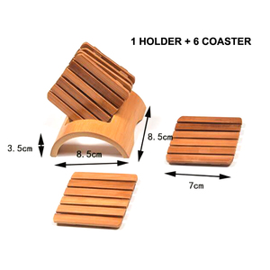 Posavasos cuadrado redondo de <span class=keywords><strong>madera</strong></span> de bambú, no tóxico, alta calidad, con soporte - Product Image 6