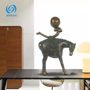 Escultura Decorativa de Bronce Imitación: Pastor de Vacas Montando a Caballo, Decoración Moderna para el Hogar, Sala de Estar, Escritorio - Product Image 3