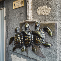 Conception côtière petit mur en métal Art-3D tortue Figurine océan idée UV imprimé tortue décoration murale