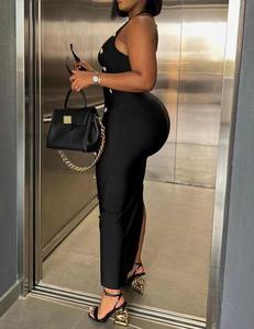 Vestidos Maxi de Verano para Mujer, con Tirantes Halter, Espalda Descubierta, Ajustados, con Botones, al por Mayor - Product Image 3