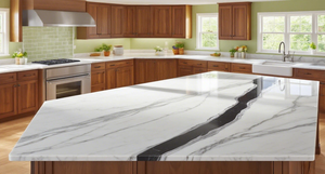 Free Sample 100% Vietnam Artificial Quartz Panda White Big Slab Modern 20mm Thick Hotel Kitchen Bathroom Vanity Top Table Top - Product Image 3