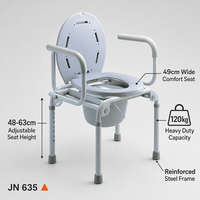 Chaise de Commode avec Pieds Réglables 48-63cm, Dossier Ventilé, Assise Large, Poignée Amovible