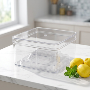 Boîte de rangement carrée en plastique transparent avec couvercle, conteneur de qualité alimentaire pour biscuits, bonbons, collations, emballage cadeau, présentoir - Product Image 4