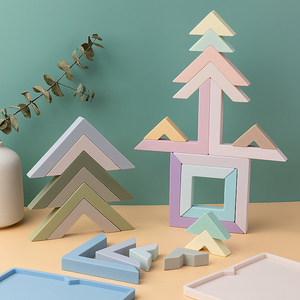 2024 3D câu đố đầy màu sắc lắp ráp hình học BPA miễn phí bé Silicone xếp chồng Teether trẻ em sáng tạo xây dựng khối thiết lập - Product Image 2