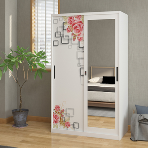 ตู้เก็บของโลหะตู้เหล็กพร้อมไม้แขวนและชั้นวางของแบบเคาะลงสำหรับตู้เสื้อผ้าบานเลื่อน2บานสำหรับเฟอร์นิเจอร์ห้องนอนทนทาน - Product Image 1