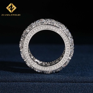 ZUANFA JEWELRY Anillo Ancho con Diamantes Cultivados en Laboratorio, Bañado en Rodio, Estilo Iced Out Bling Hip Hop - Product Image 3