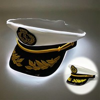 Cappello da Capitano LED Luminoso, Berretto Uniforme da Yacht Multicolore con Filo EL, Cappello Luminoso da Donna in Poliestere/Rayon per Nightclub, Bar, Feste, Crociere