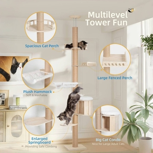 High Quality Luxury <strong>Cat</strong> <strong>Tree</strong> Tower <strong>Large</strong> Hammock <strong>Cat</strong> Furniture Made of Premium Wood and Sisal - Product Image 4