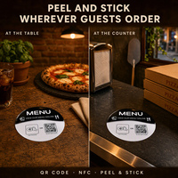 Carte NFC autocollante ronde en acrylique étanche avec code QR pour avis Google, menu, restaurant, salon de coiffure, comptoir, avis instantané