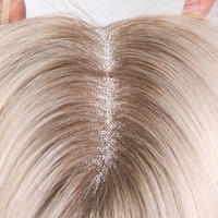 Perruque juive casher en cheveux humains Remy européens, perruque longue blonde cendrée à dentelle complète, racine brune, nouée à la main en Suisse, nœuds blanchis, pré-épilée