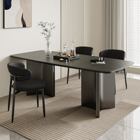 Table à manger en dalle de pierre pour usage domestique, petits salons, style italien, nouvelle collection 2026, luxe léger, moderne, minimaliste, rectangulaire, 6 places