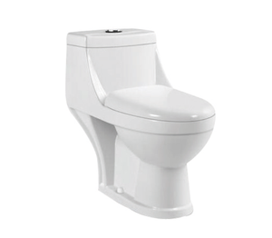 Y8006 bol de toilette commun une pièce, toilettes siphoniques avec couvercle allongé à fermeture douce, double bouton <span class=keywords><strong>poussoir</strong></span> - Product Image 1