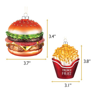 Bán Buôn Cá Nhân Giáng Sinh Cây Treo Thủy Tinh Bóng Trang Trí Tùy Chỉnh Bánh Hamburger Khoai Tây Chiên Thủy Tinh Trang Trí Hộp Đóng Gói - Product Image 2