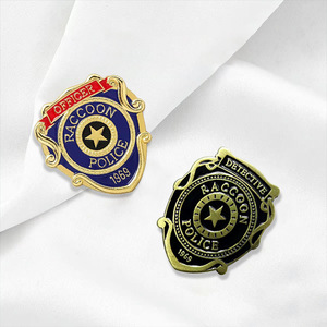 LOGO personalizzato zinco AlloyMetal nome e vetro pulsante blu turco malocchio spilla emblema distintivo - Product Image 3