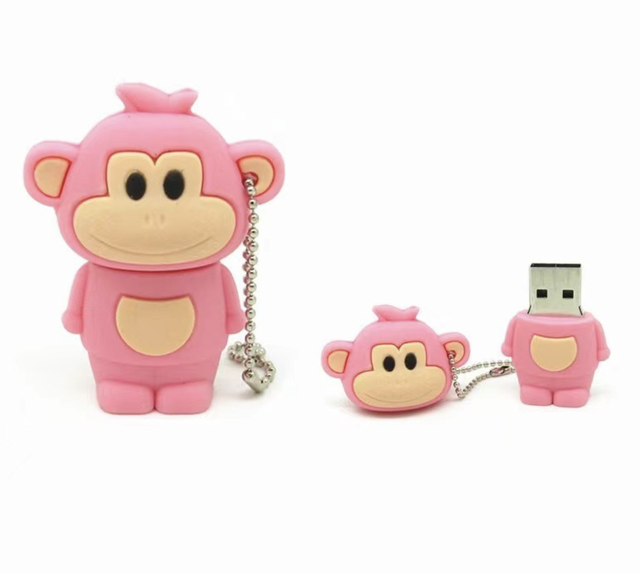 Soft PVC Your Logo Design Monkey Shape 2D 3D USB Flash Drive Your Logo Monkey Shape Pen Drive Company Mascot Usb Stick Gift