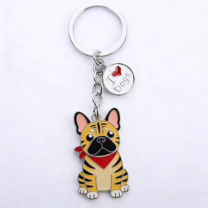 Porte-clés en métal émaillé avec logo personnalisé, adorable <span class=keywords><strong>bouledogue</strong></span> français, pendentif chien en émail souple et dur, porte-clés souvenir coloré en gros - Product Image 2