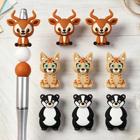 Perles en silicone 3D personnalisées en gros, motifs animaux (antilope, puma), perles lâches pour la fabrication de bracelets DIY, moules personnalisés