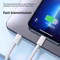Câble tressé USB-C vers USB-C à charge rapide 30W PD pour iPhone 15/16 Pro Max, cordon de transfert de données en nylon 1M