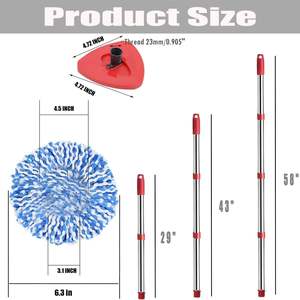 Ajuste para Viledas 360, cabeza de <span class=keywords><strong>fregona</strong></span> <span class=keywords><strong>giratoria</strong></span>, disco triangular de plástico, almohadilla de tela para <span class=keywords><strong>fregona</strong></span> <span class=keywords><strong>giratoria</strong></span>, Kit de reemplazo de cabeza de mango de poste - Product Image 2
