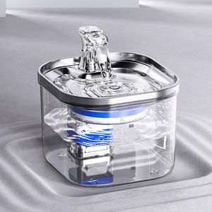 Fontaine à eau pour animaux de compagnie, en acier inoxydable 304, filtre circulant électrique de grande capacité pour chats et chiens, transparent WF040 - Product Image 5