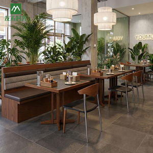 Nueva Llegada: Conjuntos de Muebles Comerciales Estilo Forestal para Restaurantes, Mesas, Sillas y Asientos de Cabina, Ideales para Cafeterías y Restaurantes - Product Image 3