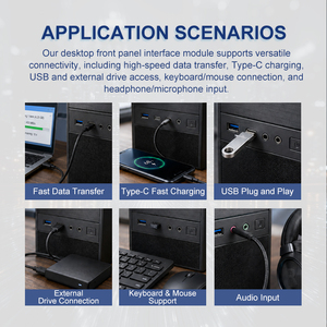Hub de panneau avant PC ICape personnalisé (MODÈLE MULTI-COMBO-USB2.0x2+3.0x2+Type-C+USB-A-SW-LED-5G) 2xUSB2.0 2xUSB3.0 1xType-C 1xUSB-A PVC - Product Image 4