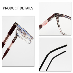 Lunettes optiques à monture carrée Tr90 pour femmes, anti-lumière bleue, pour myopie, montures de lunettes Tr87178, verres en acétate de taille moyenne, pont nasal standard - Product Image 3