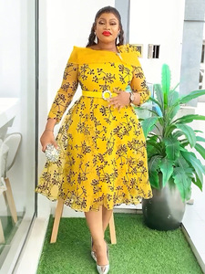 Abiti Taglie Forti da Donna Casual con <span class=keywords><strong>Maniche</strong></span> a Tre Quarti, Vestito a Linea A in Tessuto a Rete Stampato, <span class=keywords><strong>Abito</strong></span> Africano per Donne - Product Image 4